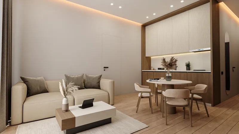 Inside a one-bedroom